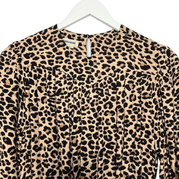 Zadig Voltaire Rooka Leopard Print Shirred Mini Dress Size S - Picture 11 of 16